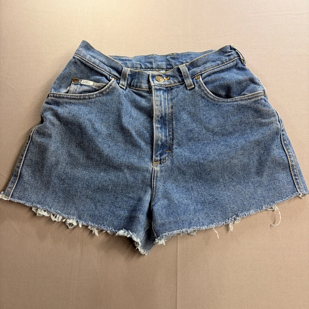 Lee Womens Denim Cut Off Shorts Blue Jean Distressed Raw Hem Vintage Style